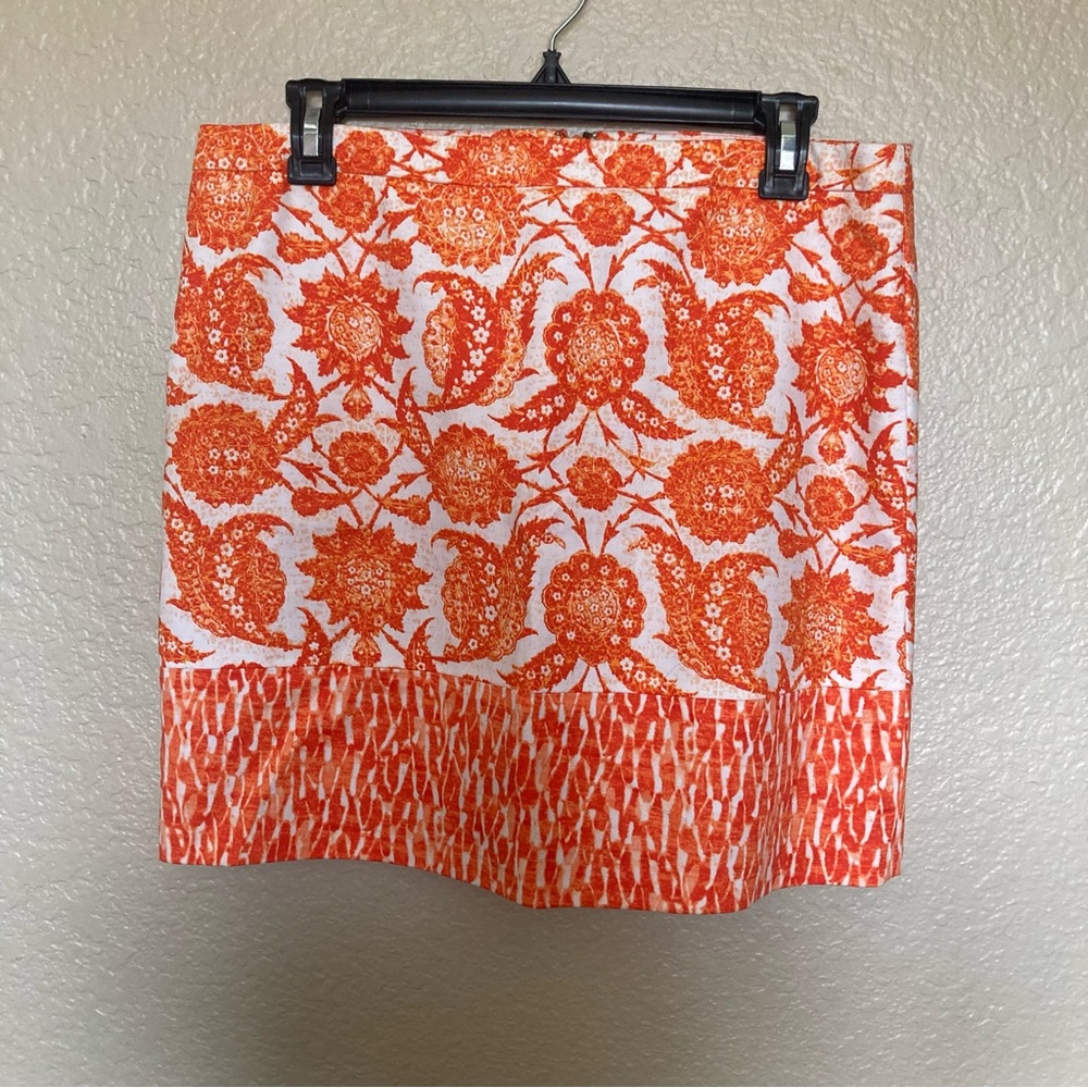 Michael Kors Skirt Bright Clementine Paisley Pattern Mini Skirt Women’s Size 8.